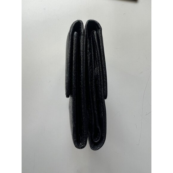 Chanel Black Leather Small Bifold Wallet With Gold Logo Snap Closure - Picture 2 of 12